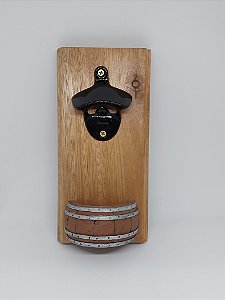 Abridor de garrafa de parede com porta tampas barril