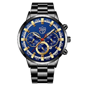 Relógio Masculino Original Deyros Pulso Quartzo Azul Aço