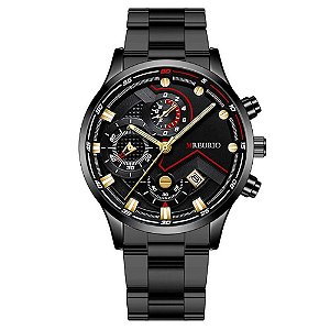Relógio Masculino Original MREURIO Pulso Quartzo Preto Aço