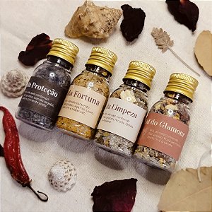 Kit Sais Mágicos - Sal negro, Sal da fortuna, Glamour e Limpeza