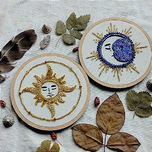 Quadros bordados em pedraria - Wicca, bruxaria, paganismo, esotérico