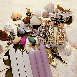 Kit Bruxaria Iniciante - Velas, cristais, pingentes e ervas