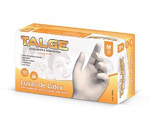 Luva de Látex com pó - Branca - cx 100und - Talge - CA 28324