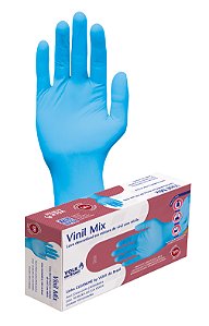 Luva de Vinil com Nitrilo - Vinil Mix - Azul - cx 100und - Volk - CA 45849