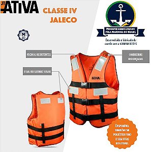Colete Salva Vidas Classe 4 Jaleco - Laranha - Ativa Náutica - Tam. Único