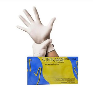 Luva de Látex com pó para Procedimento não cirúrgico - Branca - CX 100UND - Supermax - CA 13030