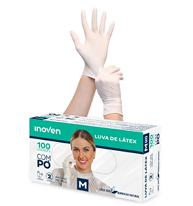 Luva de Látex com pó - Branca - CX 100UND - Inoven  - CA 45332