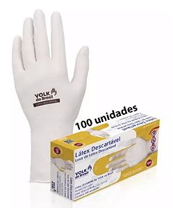 Luva de Látex com pó - Branca - CX 100UND - Volk - CA 15112