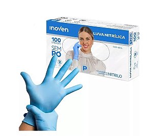 Luva Nitrílica - Azul - CX 100UND - Inoven - CA 45345