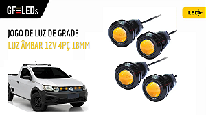 Led Para Grade Dianteira Caminhonetes Luz Âmbar 12v 4pç 18mm