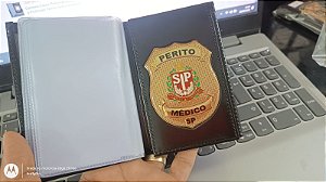 Carteira Porta funcional em couro com brasão (Metal ) - Personalize com cargo , função , atividade -Temos todos os estados