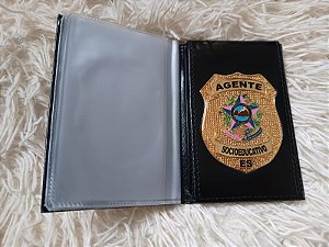Carteira em couro com brasão Personalizada - Agente Socioeducativo - TODOS ESTADOS