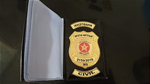 Carteira em couro com brasão - DETETIVE PROFISSIONAL