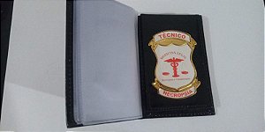 Carteira em couro com brasão - TÉCNICO NECROPSIA