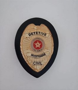 Distintivo  / Bolachão em Couro com Brasão - Detetive Investigador Civil