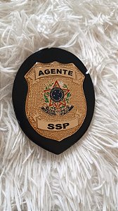 Distintivo / Bolahão  em Couro com Brasão - Agente SSP