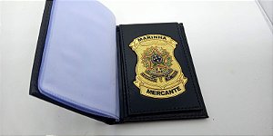 Carteira em couro com brasão - Marinha Mercante