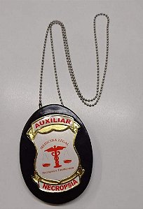 Distintivo / Bolachão  em Couro com Brasão - Auxiliar Necropsia