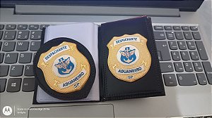 Carteira Porta Funcional e Distintivo em couro com brasão Despachante Aduaneiro- Personalizamos