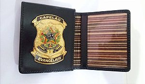 Carteira em couro com Brasão - Capelão Evangélico