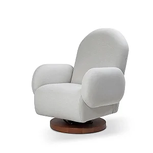 Poltrona Amamentação Curve balanço e giro - Linho cinza claro
