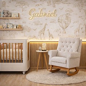 Poltrona de Amamentação Balanço Lavanda - Linho cinza claro.