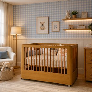 Berço que vira Mini Cama - Boom Wheels 2 em 1 com Rodízios - Savana