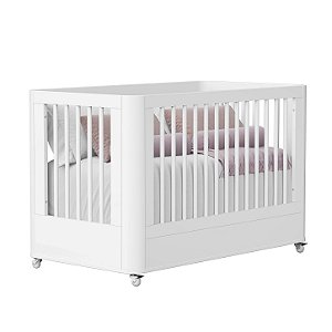 Berço que vira Mini Cama - Boom Wheels 2 em 1 com Rodízios - Branco