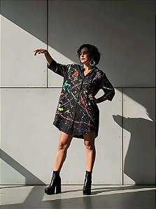 Vestido Chemise Viscose Preto