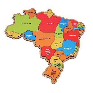Quebra-cabeça Mapa do Brasil Grande - em madeira - Maninho