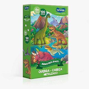 Quebra-cabeça 100 peças - Reino dos Dinos Metalizado - Toyster