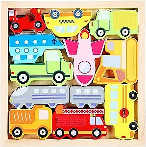 Encaixe Transportes - em madeira - Toymix