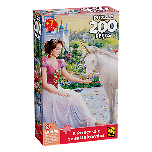 Quebra-cabeça 200 Peças - A Princesa e seus Unicórnios