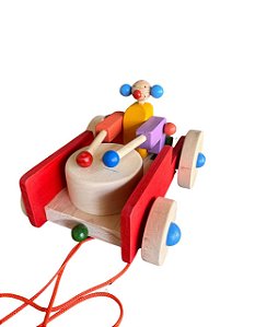 Palhacinho Bate Tambor - em madeira