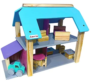 Mini Sobrado com Garagem - Casinha de boneca com carrinho