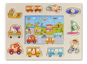 Encaixe Divertido Meios de Transportes - Toymix - Quebra-cabeça 6 peças