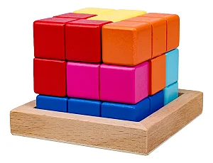 Cubo 3D Tetris em Madeira Educativo