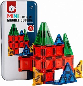 Mini Blocos Magnéticos 26 Peças Coloridas