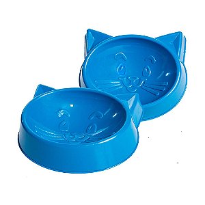 Comedouro para Gatos Cara de Gato 60 ml - Azul