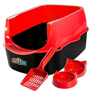 Kit Sanitário Para Gatos Sandbox Furba - Vermelho