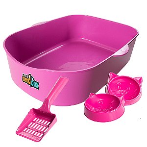 Kit Sanitário Para Gatos Sandbox Bandeja - Rosa