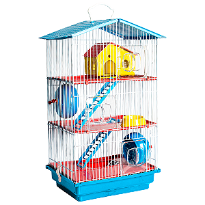 GAIOLA HAMSTER 3 ANDARES TETO PLÁSTICO