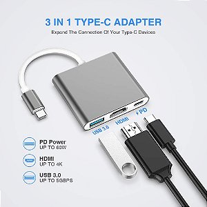 ADAPTADOR USB-C 3X1 USB-C/HDMI 4K/USB 3