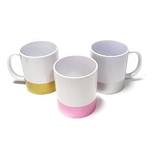 Caneca Fundo Glitter / Barra Glitter Para Sublimação 325ml