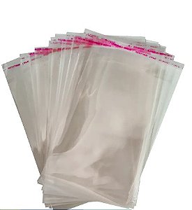 Saco Celofane adesivado Incolor Transparente 7x7 + 3 de aba com 100 unidades