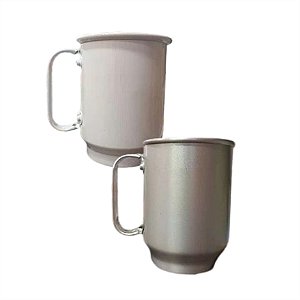 Caneca de chopp alumínio Prata/Branca 500ml Para Sublimação