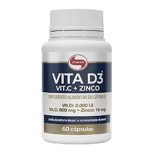 Vita D3 Vitamina C + Zinco 1000mg Vitafor 60 Cápsulas