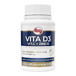 Vita D3 Vitamina C + Zinco 1000mg Vitafor 60 Cápsulas