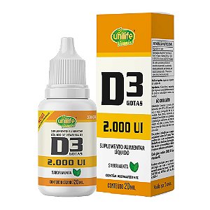 Vitamina D3 Em Gotas 2000Ui Menta Unilife 20ml