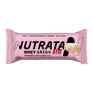 Barra Whey Grego Morango Chantilly Nutrata 40g